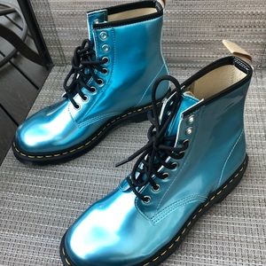 Dr Martens ladies blue metallic vegan boots-9M